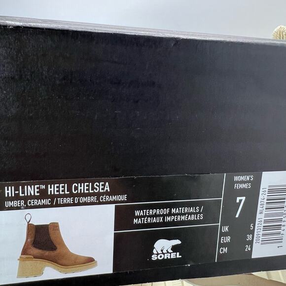 New Sorel Hi-Line Chelsea Heel Boots Umber, Ceramic NL4874-261 Women 7 NWB - Picture 11 of 11